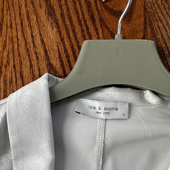 Lola & Sophie Silver Shimmer Open-Front Blazer